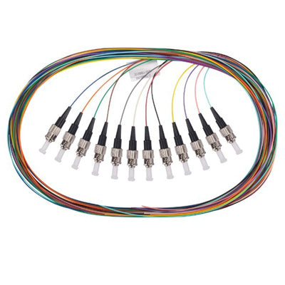 Dynamix FPT-OM3ST-12 2M ST Pigtail OM3 12 Pack Colour Coded, 900um Multimode Fibre, Tightbuffer