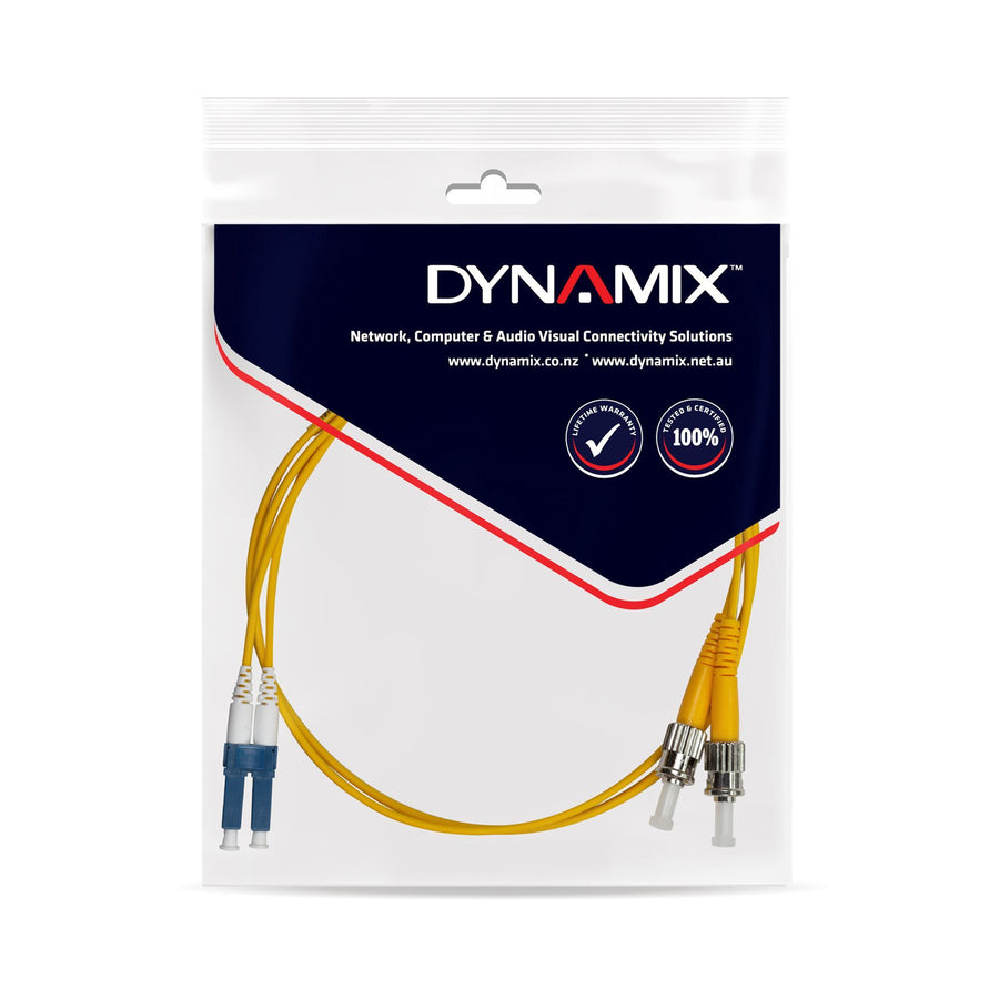 DYNAMIX FSM-LCST-30 - 30M 9u LC/ST Duplex Sinlge Mode G657A1 Bend Insensitive Fibre Lead Yellow LSZH Jacket
