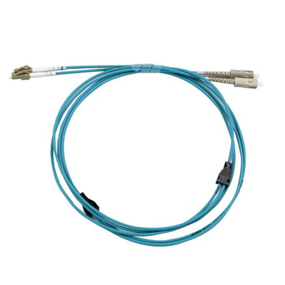 Dynamix FLA-LCSCOM3-50 OM3 LC to SC Armoured Fibre Lead - 50m - Aqua Duplex - Multimode - 3.3mm - LZSH Jacket