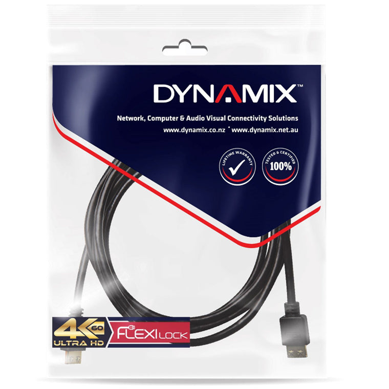 C-HDMI2FL-15 - DYNAMIX 15M HDMI High Speed Flexi Lock Cable with Ethernet. Max Res: 4K2K@60Hz. Supports ARC and 3D.