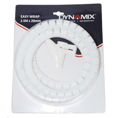 DYNAMIX EW-20RW - 2.5mx20mm Easy Wrap - Cable Management Solution Blister Retail Packaging White