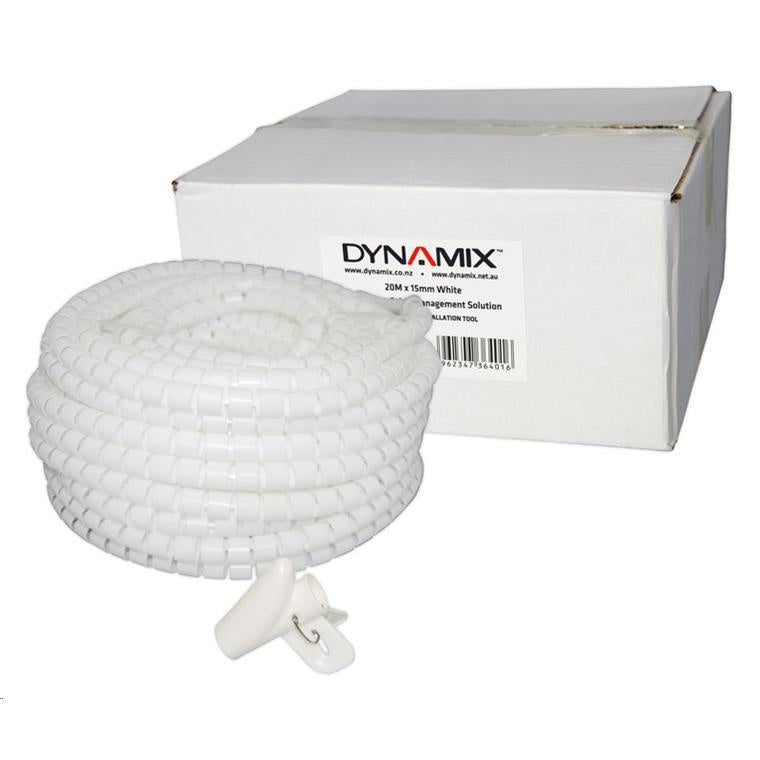 DYNAMIX EW-1520W - 20mx15mm Easy Wrap Cable Management Solution Bulk Packed White Includes Tool
