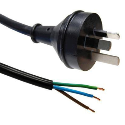 DYNAMIX 2M 3-Pin Plug to Bare End 3 Core 1.5mm Cable Black Colour SAA Approved.