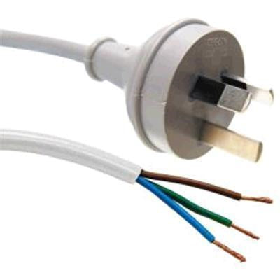 C-PB3C10-3WH - 3m 3-Pin Plug to Bare End 3 Core 1mm Cable White Colour SAA Approved