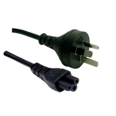 DYNAMIX 2M 3-Pin to C5 Clover Shaped Female Connector 7.5A. SAA approved Power Cord. 0.75mm copper core. BLACK Colour.