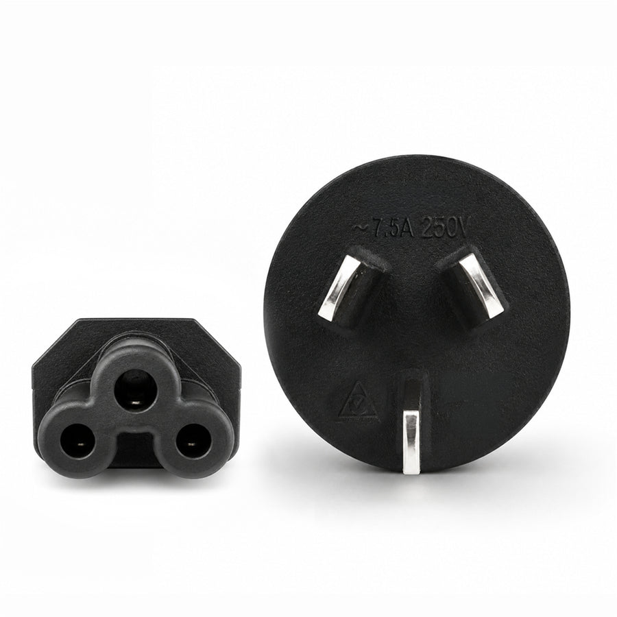 DYNAMIX C-POWERNC1 - 1M 3-Pin to C5 Clover Shaped Female Connector 7.5A. SAA approved Cord. 0.75mm