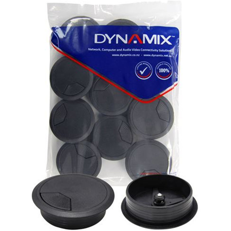 DYNAMIX CG60BK-10 - 60mm Round Desk Grommet Black Pack of 10