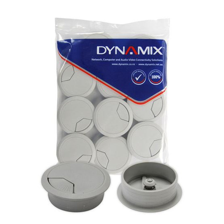 DYNAMIX CG60GY-10 - 60mm Round Desk Grommet Grey Pack of 10