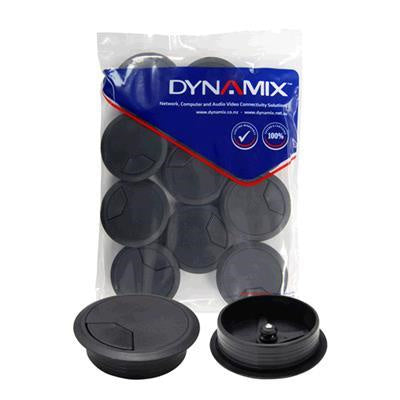 Dynamix CG80BK-10 Round Desk Grommet - 80mm - Black - (10 Pack) Easily & Neatly Store Power / Communication / Audio / Video / Computer / Data Cables - Perfect for Desks & Workstations