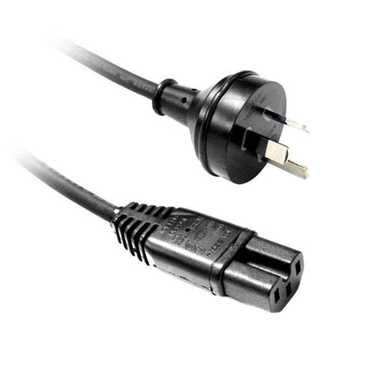 DYNAMIX C-POWERC15-2 - 2M 3-Pin to Notched C15 Rubber Flex SAA Approved Power Cable 1.0mm Copper Core Black