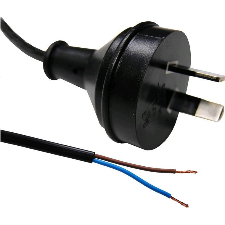 DYNAMIX C-PB2C75-2 - 2M 2-Pin Plug to Bare End 2 Core 0.75mm Cable Black Colour SAA Approved