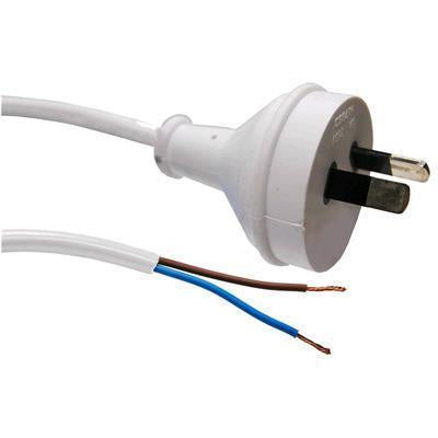 DYNAMIX C-PB2C75-2WH - 2M 2-Pin Plug to Bare End 2 Core 0.75mm Cable White Colour SAA Approved