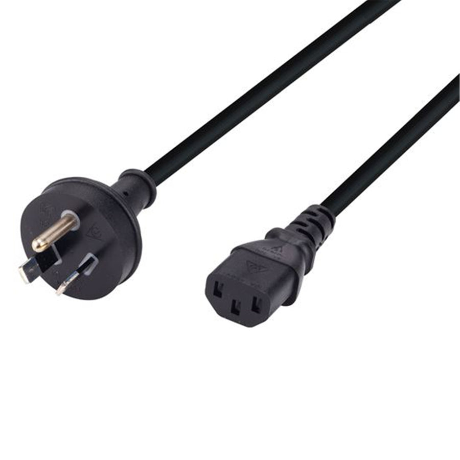 C-POWERRE3 - 3m 3-Pin Plug to IEC Female Plug w/ rounded Earth Pin. 10A. Power Cord.