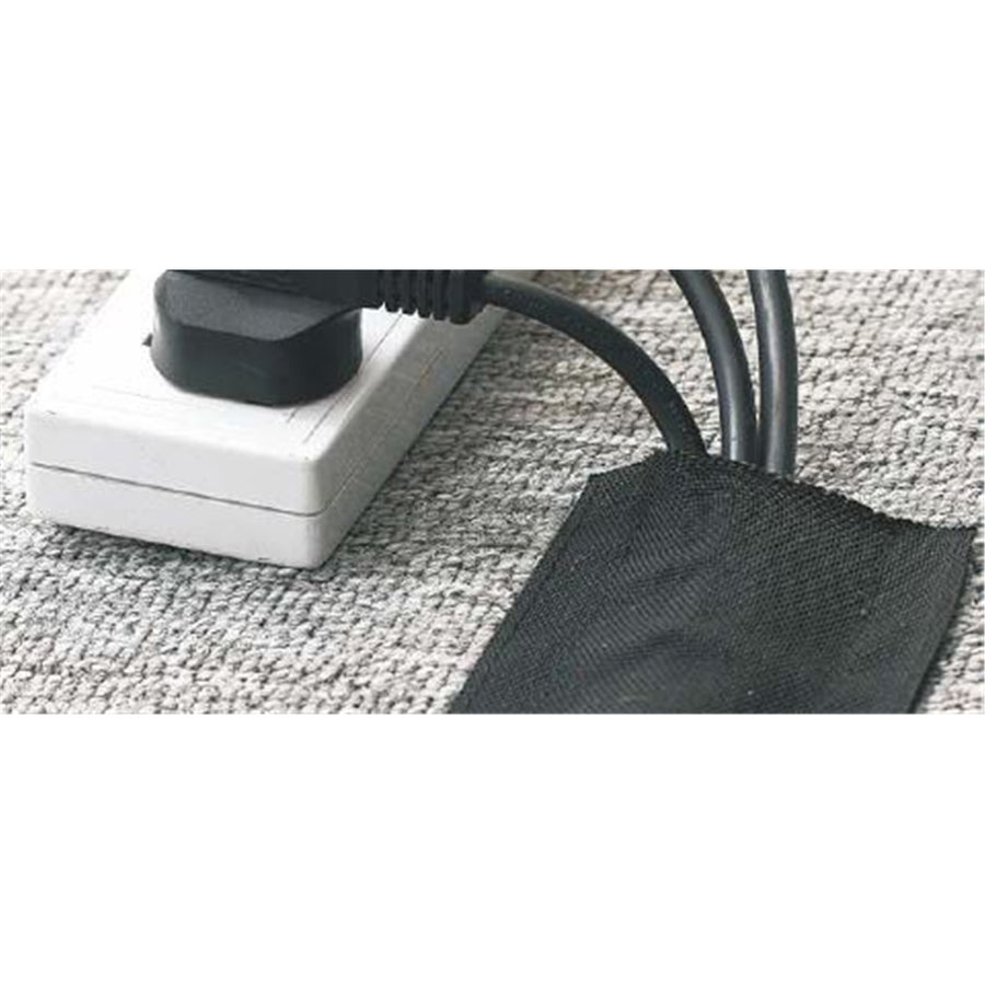 DYNAMIX VCC100-25 - 25M Hook & Loop Carpet Cable Cover 100mm Wide Black.