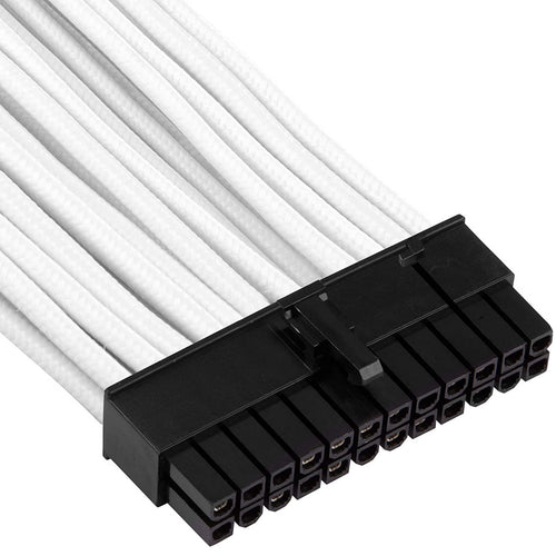 GGPC Gaming PC Braided Extension Cable Kit,(White, 40cm) Includes 1 x 20+4 Pin, 2 x 6+2 Pin, 1 x 4+4 Pin Cables