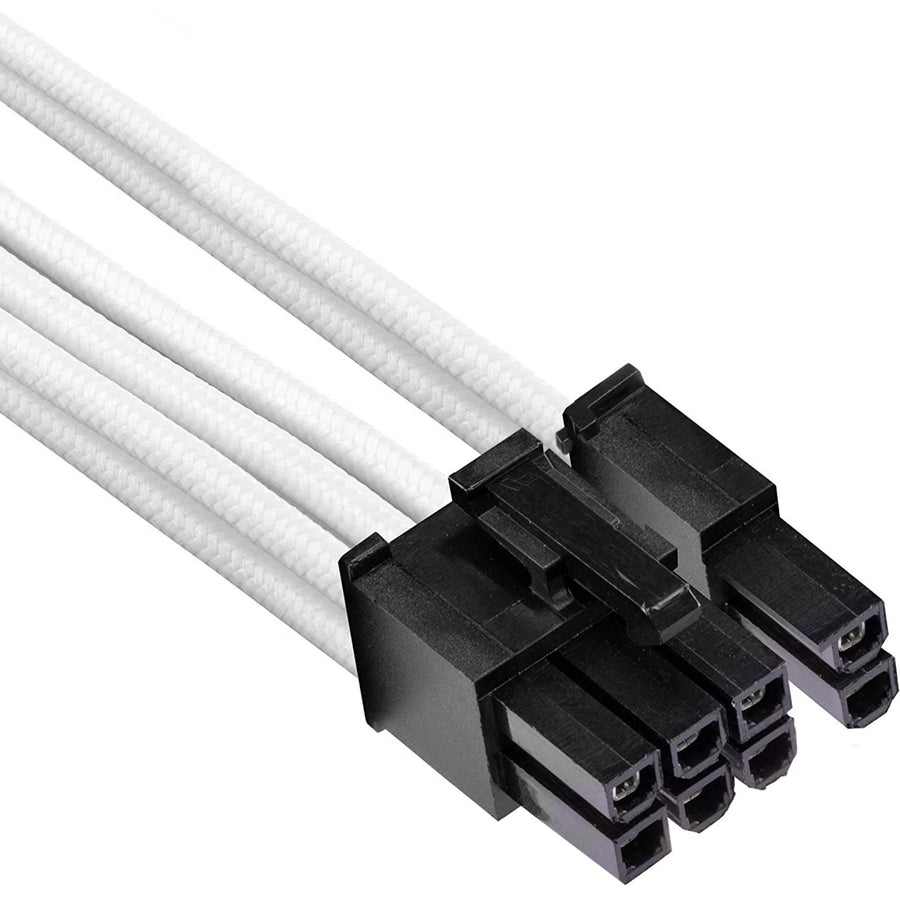 GGPC Gaming PC Braided Extension Cable Kit,(White, 40cm) Includes 1 x 20+4 Pin, 2 x 6+2 Pin, 1 x 4+4 Pin Cables