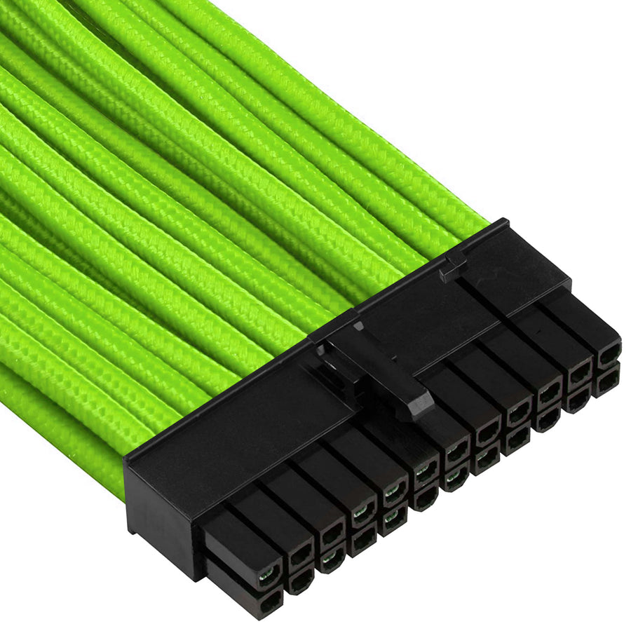 GGPC Gaming PC Braided Extension Cable Kit, (Green, 40cm) Includes 1x 20+4 Pin, 2x 6+2 Pin, 1x 4+4 Pin Cables