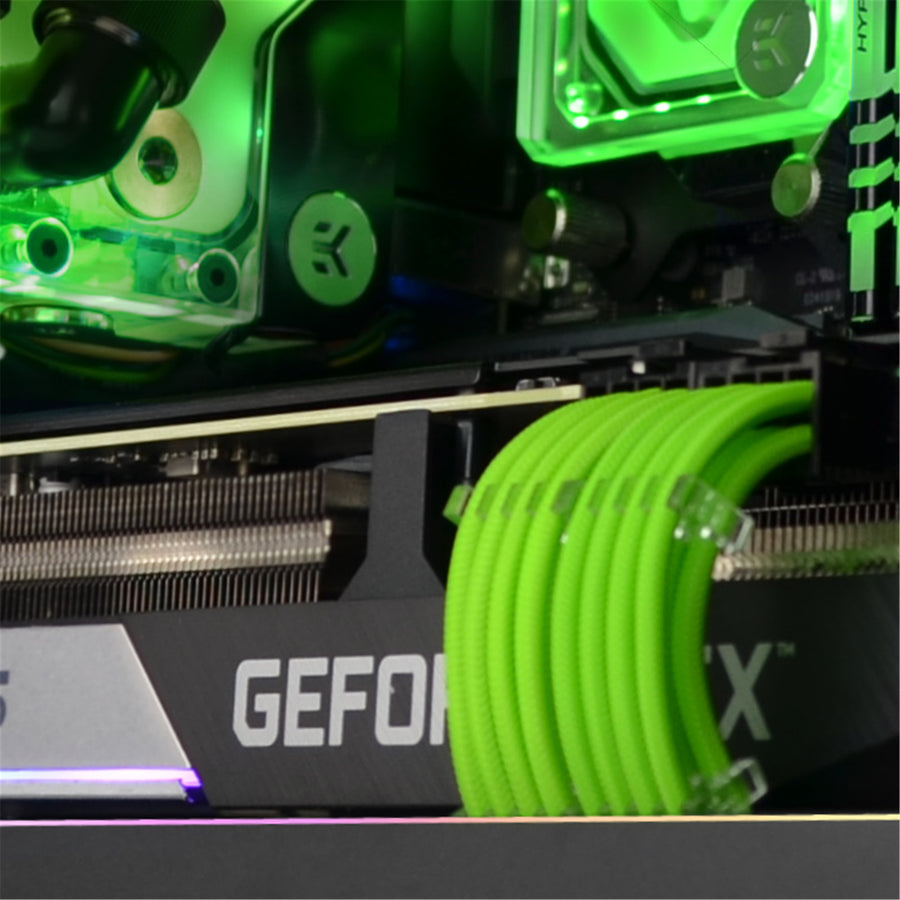 GGPC Gaming PC Braided Extension Cable Kit, (Green, 40cm) Includes 1x 20+4 Pin, 2x 6+2 Pin, 1x 4+4 Pin Cables