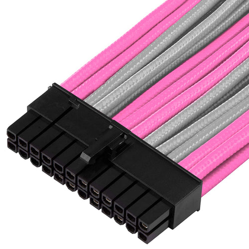 GGPC Braided Extension Cable Kit, (Grey and Pink, 40cm) Includes 1 x 20+4 Pin, 2 x 6+2 Pin, 1 x 4+4 Pin Cables