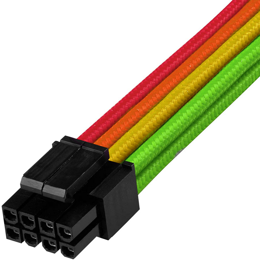 GGPC Gaming PC Braided Extension Cable Kit, (Rainbow, 40cm) Includes 1 x 20+4 Pin, 2 x 6+2 Pin, 1 x 4+4 Pin Cables