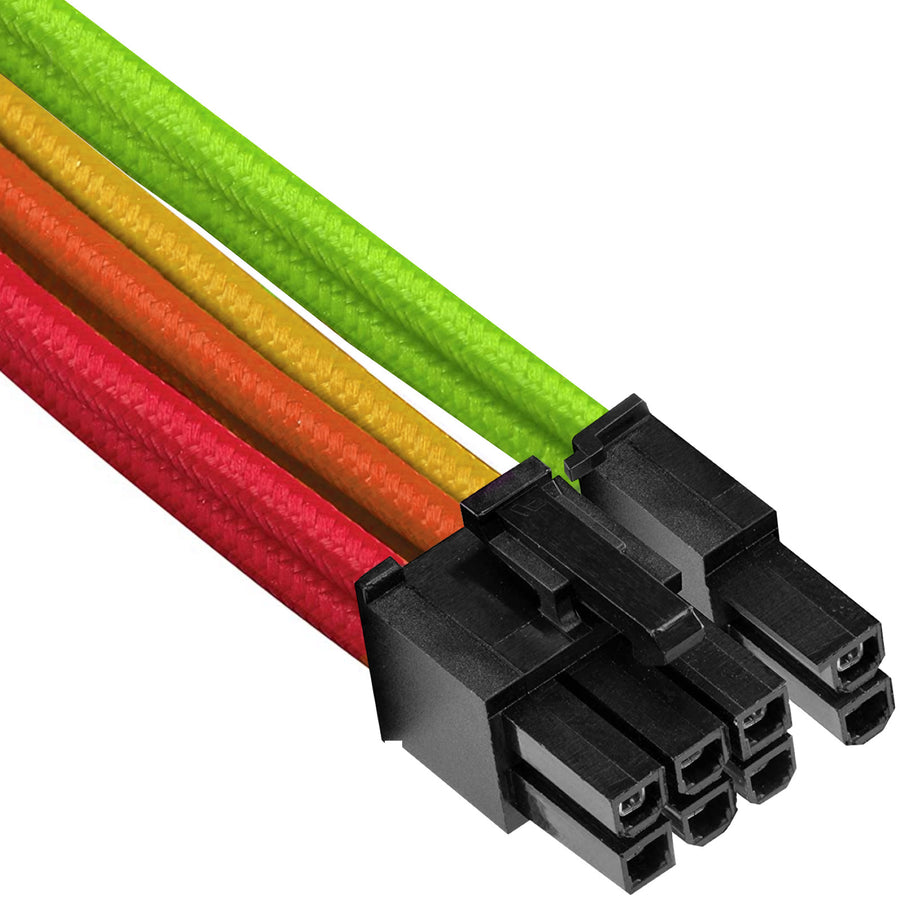 GGPC Gaming PC Braided Extension Cable Kit, (Rainbow, 40cm) Includes 1 x 20+4 Pin, 2 x 6+2 Pin, 1 x 4+4 Pin Cables