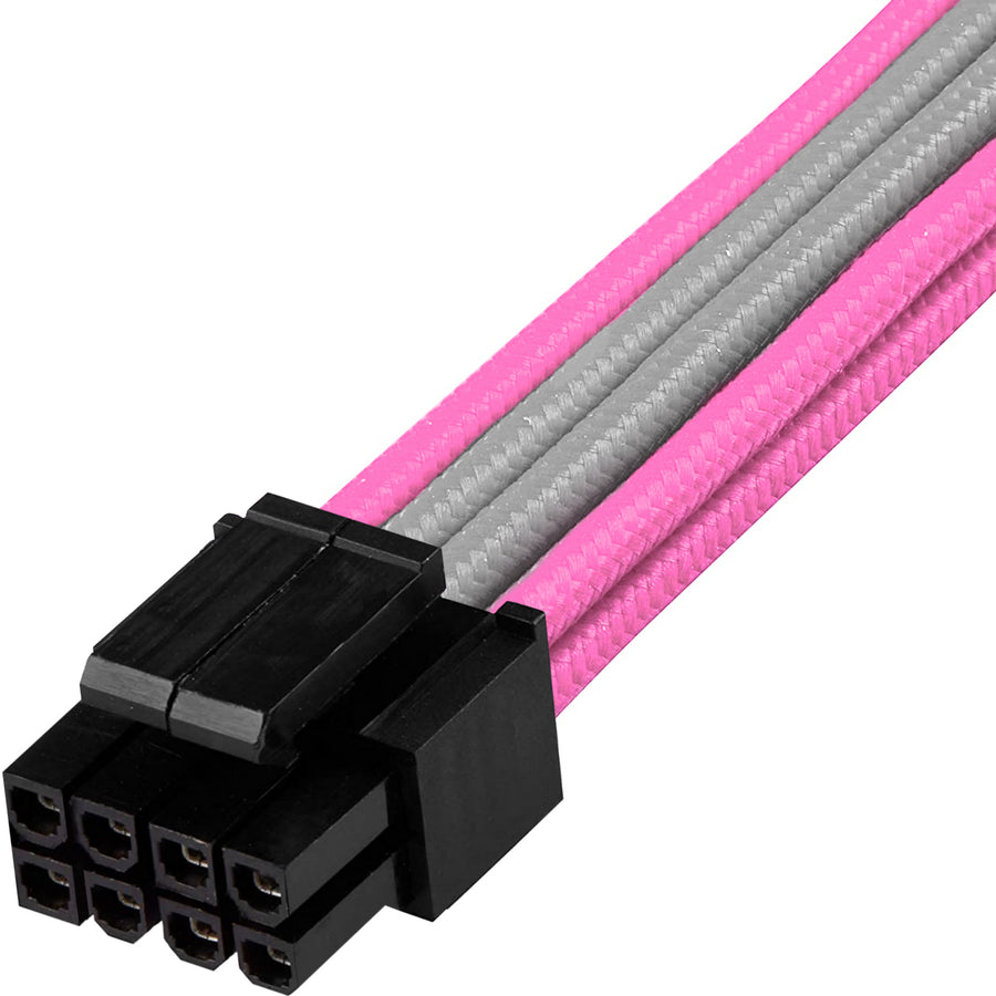 GGPC Braided Cable Kit Pack, (Grey & Pink, 40cm), Set of 5 Cables. Includes 1 x 20+4 Pin, 2 x 6+2 Pin, 2 x 4+4 Pin Extension Cables