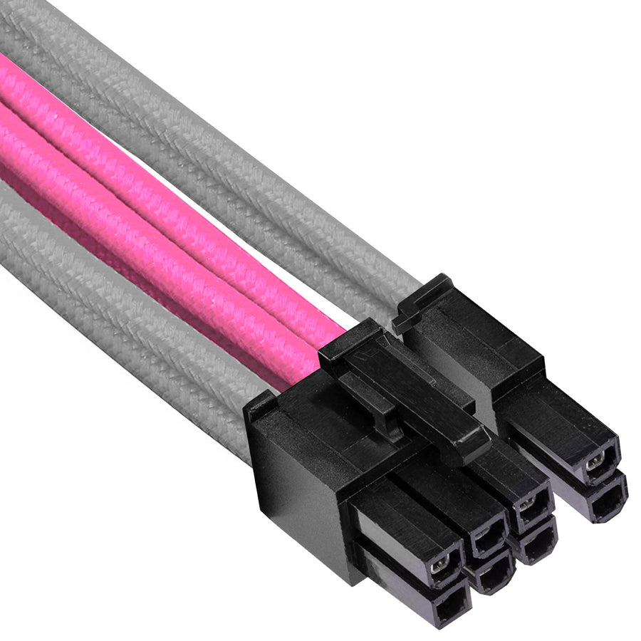 GGPC Braided Cable Kit Pack, (Grey & Pink, 40cm), Set of 5 Cables. Includes 1 x 20+4 Pin, 2 x 6+2 Pin, 2 x 4+4 Pin Extension Cables