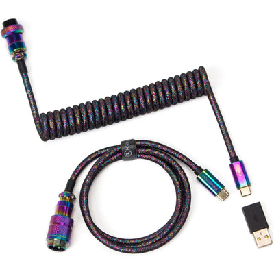 Keychron Coiled Aviator Cable-Straight Rainbow Palted black