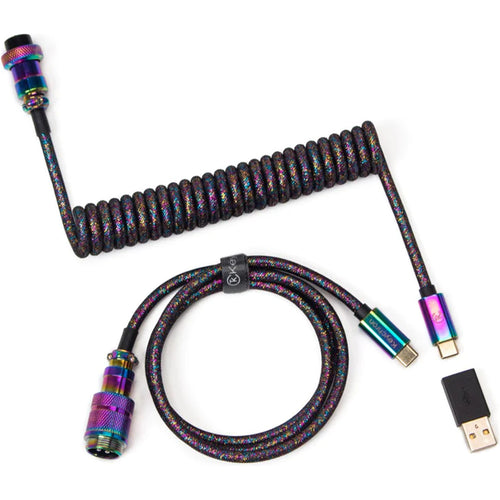 Keychron Coiled Aviator Cable-Straight Rainbow Palted black