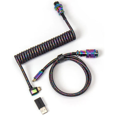 Keychron Coiled Aviator Cable-Angled Rainbow Palted black