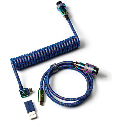 Keychron Coiled Aviator Cable-Angled Rainbow Palted blue