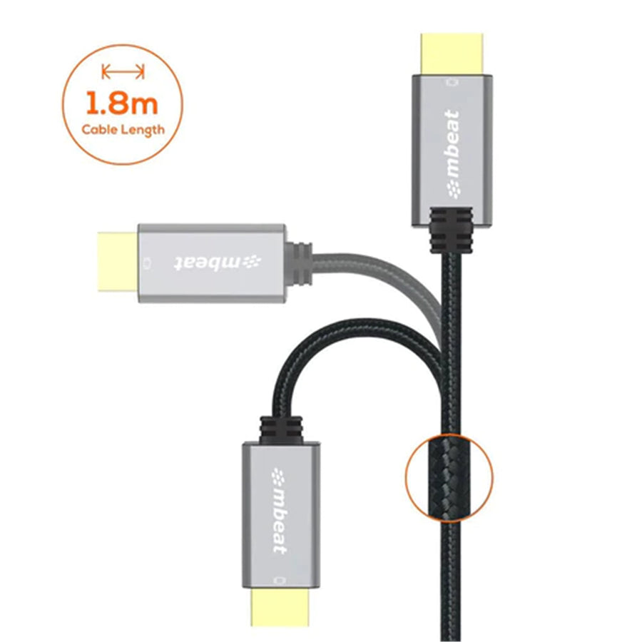 MB-XCB-MNDHDM18 - Mbeat Tough Link 1.8m Mini DisplayPort to HDMI Cable - Space Grey