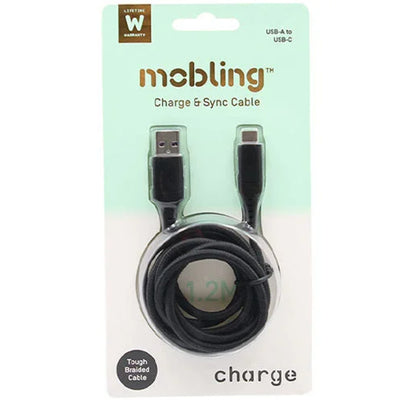 Mobling USB-A to USB-C Cable - 1.2m - Black Braided