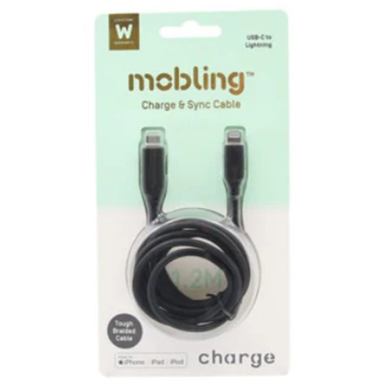 Mobling Braided Cable USB-C to Lightning - 1.2m Black