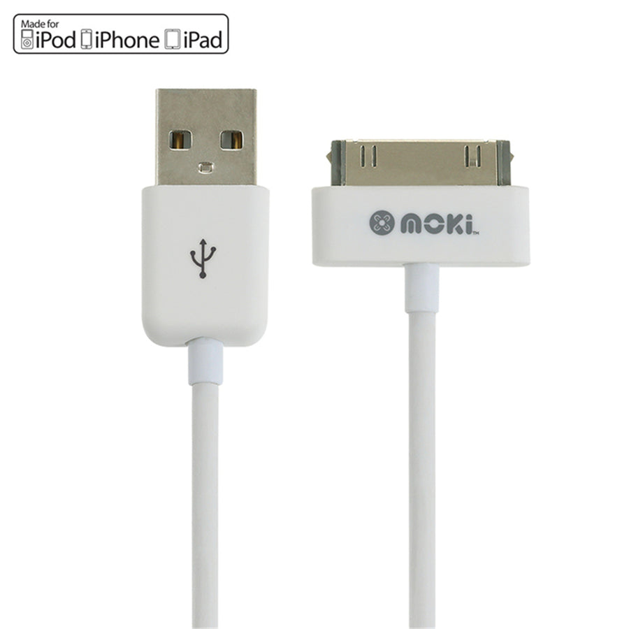 Moki  ACC-MUSB30CAB SynCharge USB-A to 30-Pin Cable - White