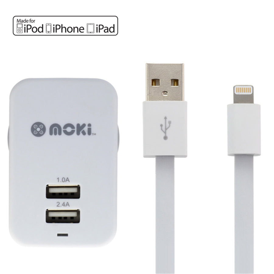MOKI Recharge ACC-MUSBLW – Moki Lightning Syncharge Kabel + Wandladegerät (MFi lizenziert)