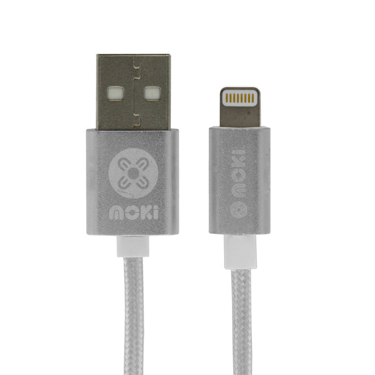 Moki Braided Lightning SynCharge Cable - Silver