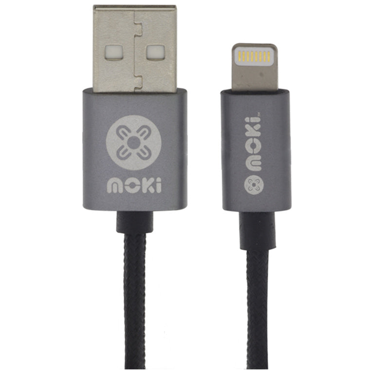 MOKI Recharge ACC-MSTLCABGM - Moki geflochtenes Lightning SynCharge-Kabel - Gun Metal