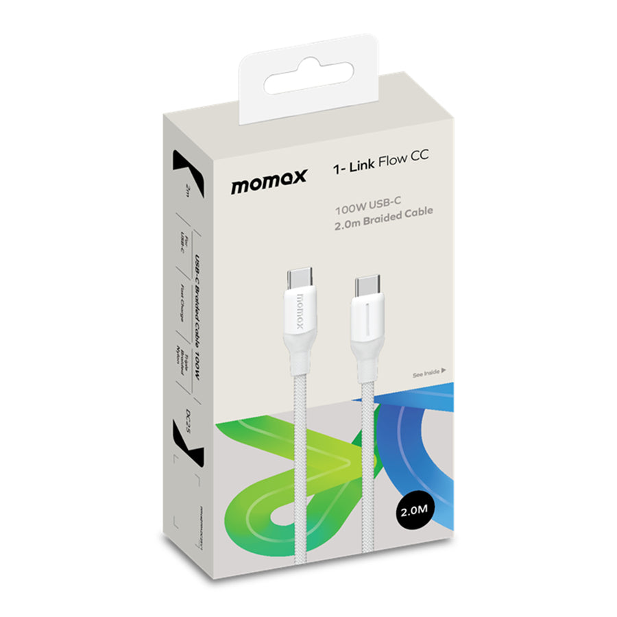 Momax 1-Link Flow  100W USB-C Cable - 2m - White