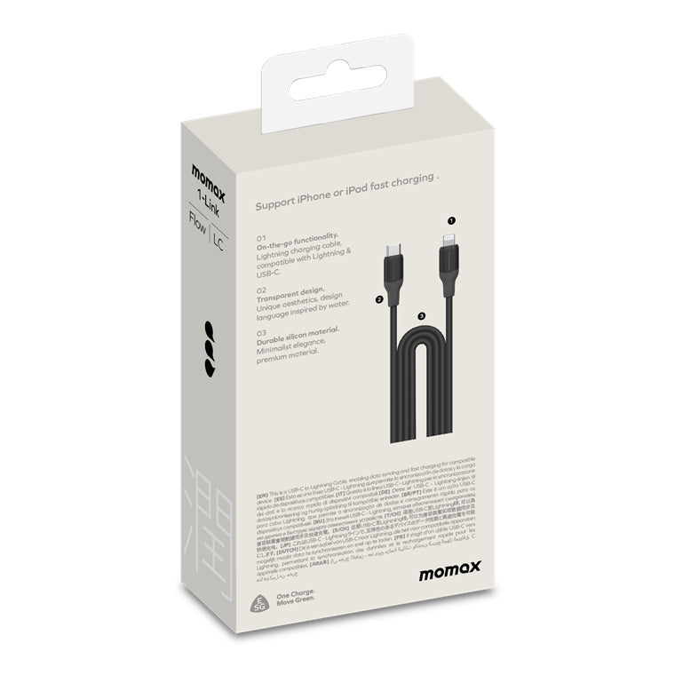 Momax    USB-C to Lightning Cable - 1.2m - Black