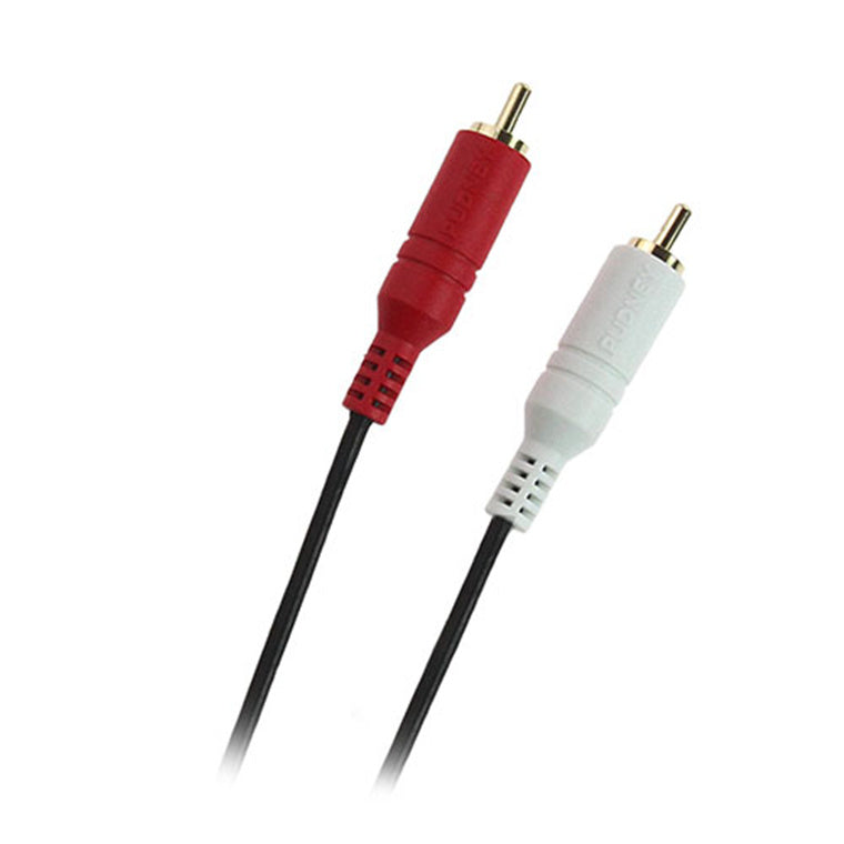 Pudney Home P3202 - Pudney Audio 2 RCA Plugs to 2 RCA Plugs Cable, 2 Metre – Black