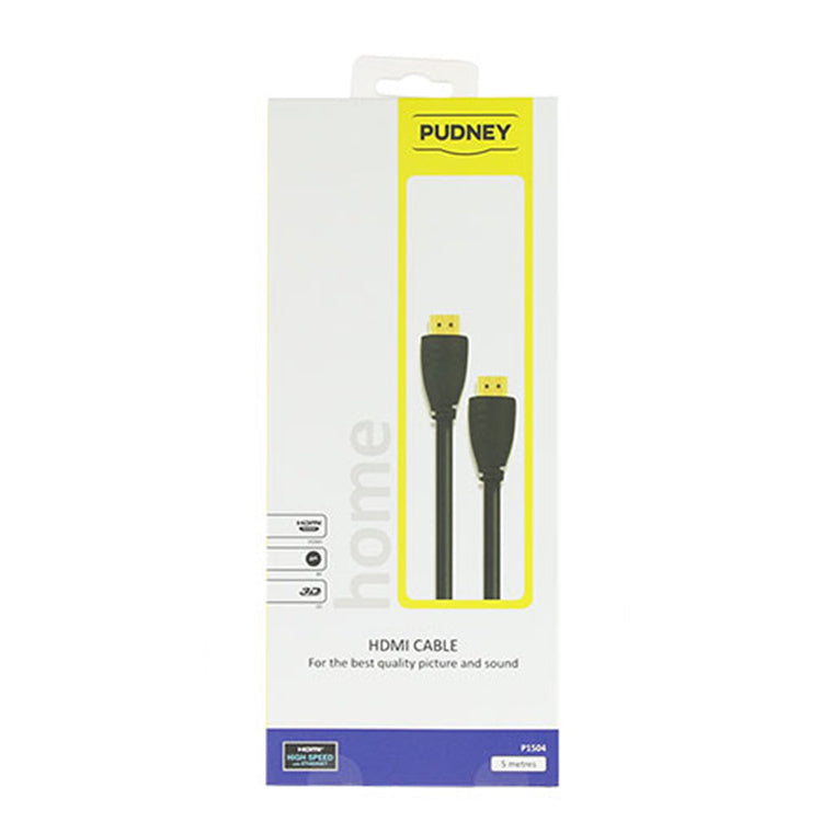 Pudney Home P1504 – Pudney High Speed mit Ethernet HDMI-Kabel, 5 Meter – Schwarz