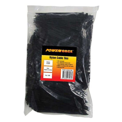 POWERFORCE POWCT1002BK-1000 - 2,5 x 102mm Schwarze UV-Kabelbinder Packung mit 1000 Stück 8kg Zugfestigkeit