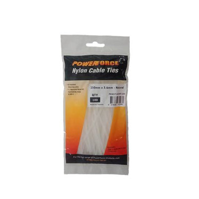 Powerforce POWCT1503NT-100 Standard – Kabelbinder aus Nylon 6/6 – 150 mm x 3,6 mm – Natur – 100 Stück