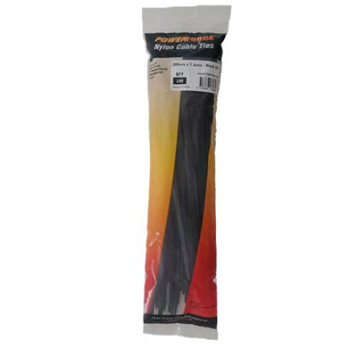 POWERFORCE POWCT2807BK-100 - 7.6 x 280mm Black UV Cable Ties Pack of 100 55kgs Tensile Strength