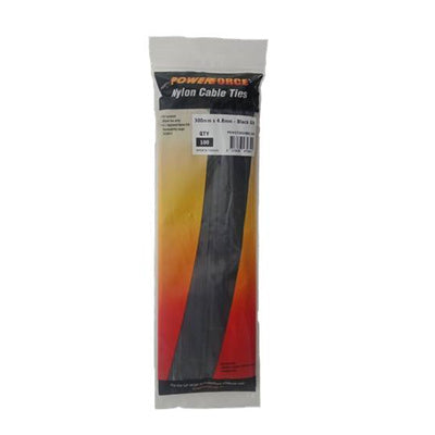 Powerforce POWCT3004BK-100 UV-beständig – Kabelbinder aus Nylon 6/6 – 300 mm x 4,8 mm – Schwarz – 100 Stück