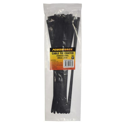 POWERFORCE POWCTSSC3608-50 - 8 x 360mm 316L Stainless Steel Cable Ties Pack of 50 1335N/136kgs Tensile Strength
