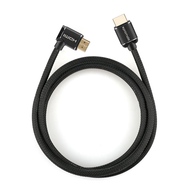 Promate PROLINK4K1-500 - 5m 4K HDMI right angle Cable. 24K Gold plated Ethernet. 3D support