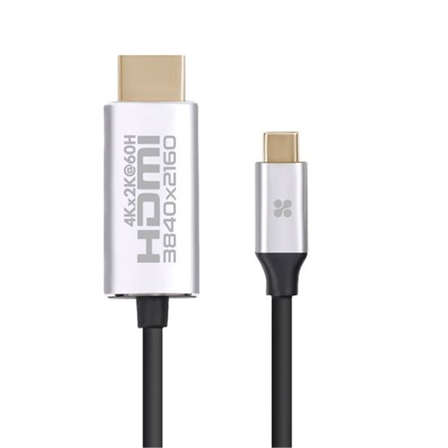 Promate HDLINK-60H-GRY - 1.8m 4K USB-C to HDMI Cable w/ Gold Plated Connectors. Supports Max Res up to 4K@60Hz