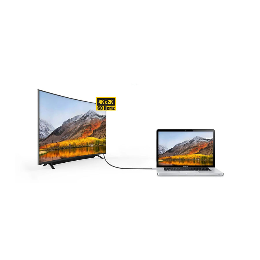 Promate HDLINK-60H-GRY - 1.8m 4K USB-C to HDMI Cable w/ Gold Plated Connectors. Supports Max Res up to 4K@60Hz